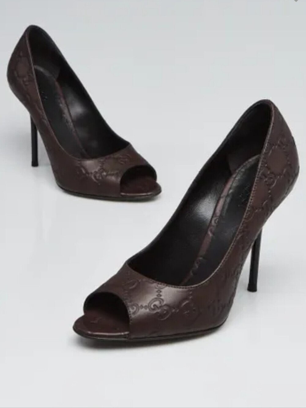 🤎▪️Gucci▪️Chocolate Guccissima Leather Peep Toe Pumps Size 37/ 7 US ✨️🤎